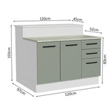 Isla de Cocina con Barra desayunador y Bajo Mesada 120 cm Blanco/Gris Agata Madesa