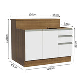 Isla de Cocina con Tapa y bajo mesada Madesa Glamy 120 MB