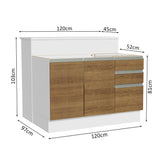 Isla de Cocina con Tapa bajo mesada Madesa Glamy 120cm BM