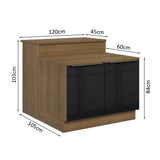 Isla de Cocina con Barra desayunador y Bajo mesada 120 cm Marrón/Negro Lux Madesa