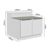 Isla de Cocina con Barra desayunador y Bajo Mesada 120 cm Blanco Lux Madesa