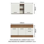 Cocina Compacta 150 cm 4 Puertas 2 Cajones Marrón/Blanco Agata Madesa