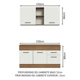 Combo de Cocina 150cm Marrón/Blanco Agata Madesa 01