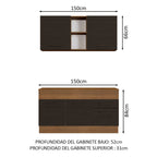Cocina Compacta 150 cm 4 Puertas 2 Cajones Marrón/Negro Agata Madesa