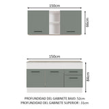Combo de Cocina Madesa Agata 150cm BG 01