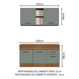 Combo de Cocina Madesa Agata 150cm MG 01