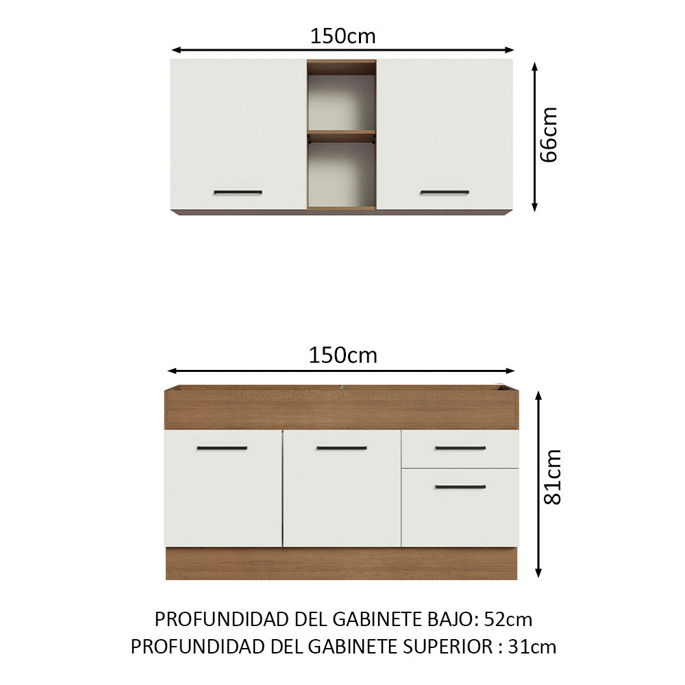 Combo de Cocina 150cm Marrón/Blanco Agata Madesa 02