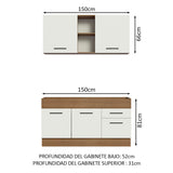 Combo de Cocina 150cm Marrón/Blanco Agata Madesa 02