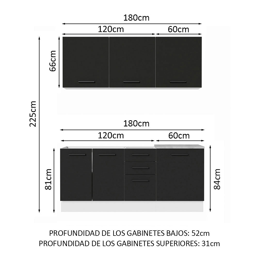 Combo de Cocina Madesa Agata 180cm BN 01