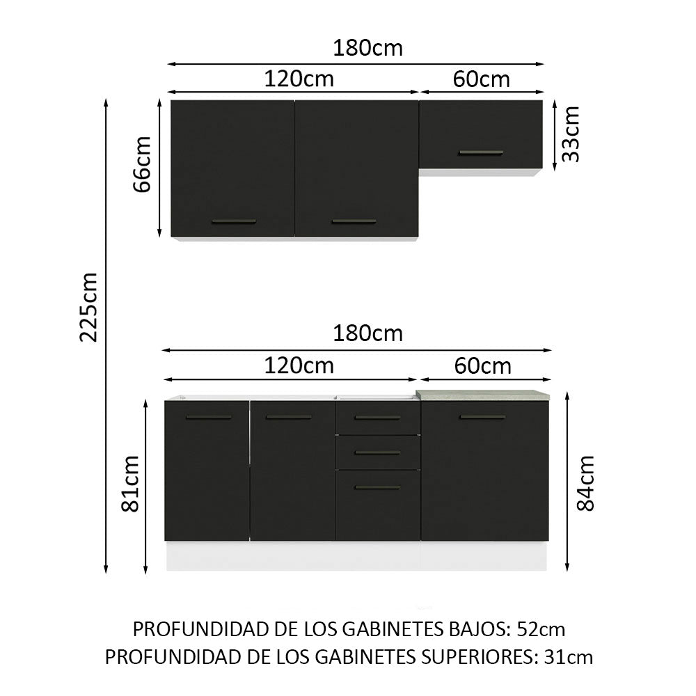 Combo de Cocina Madesa Agata 180cm BN 03