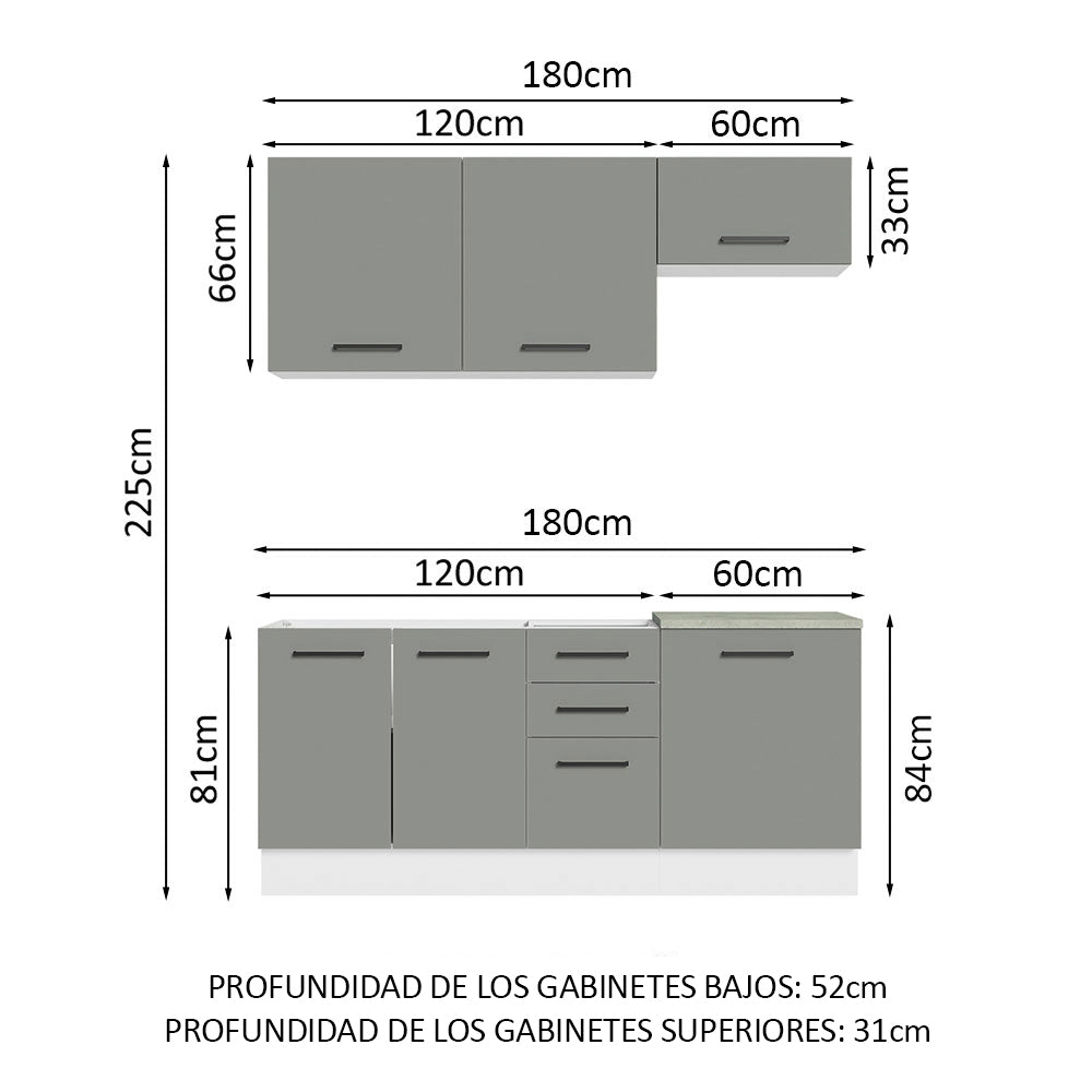 Combo de Cocina Madesa Agata 180cm BG