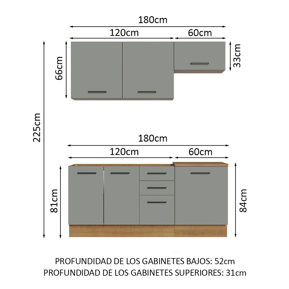 Combo de Cocina Madesa Agata 180cm MG