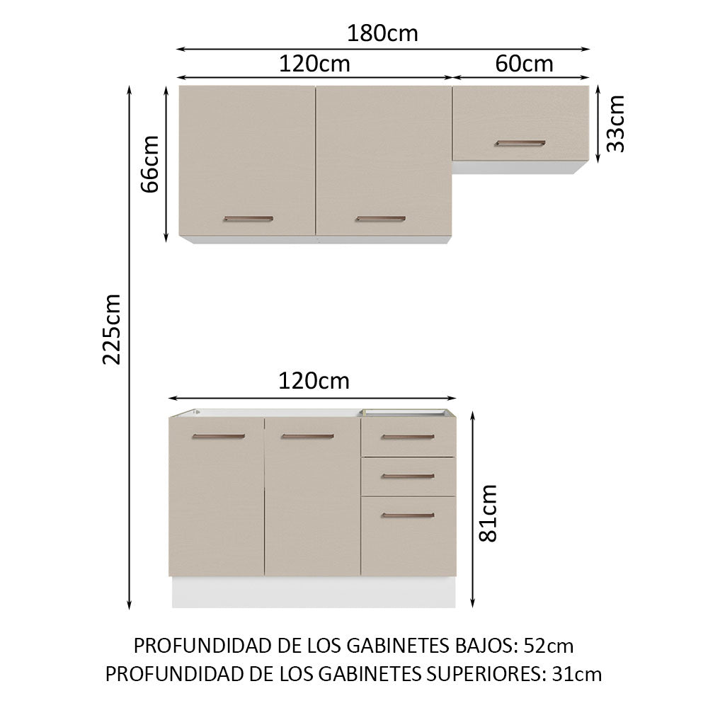 Combo de Cocina 180cm Blanco/Crema Agata Madesa 09