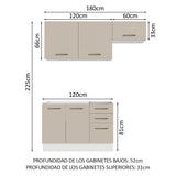Combo de Cocina 180cm Blanco/Crema Agata Madesa 09