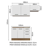 Combo de Cocina 180cm Marrón/Blanco Agata Madesa 09