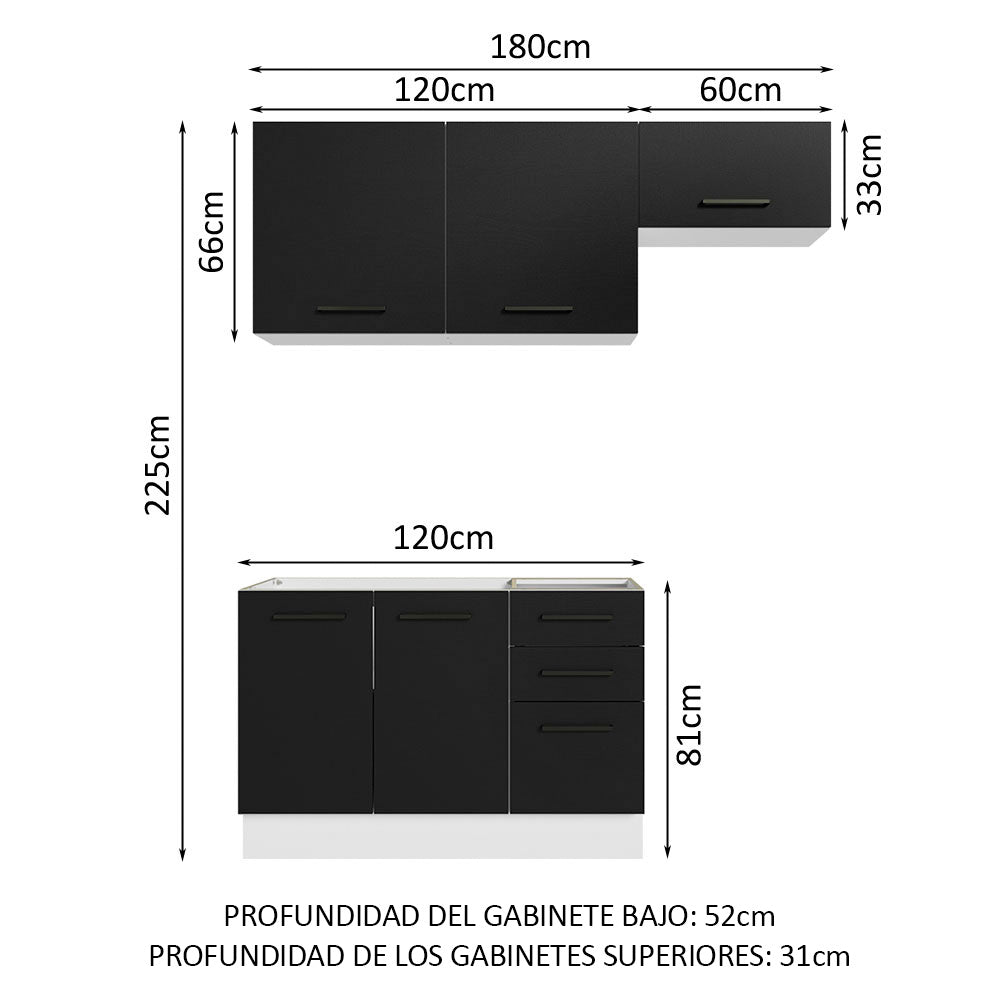 Combo de Cocina Madesa Agata 180cm BN 09