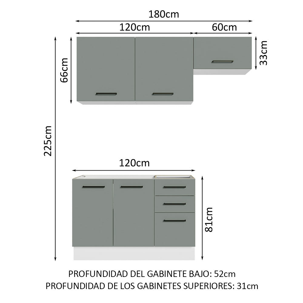 Combo de Cocina Madesa Agata 180cm BG 09