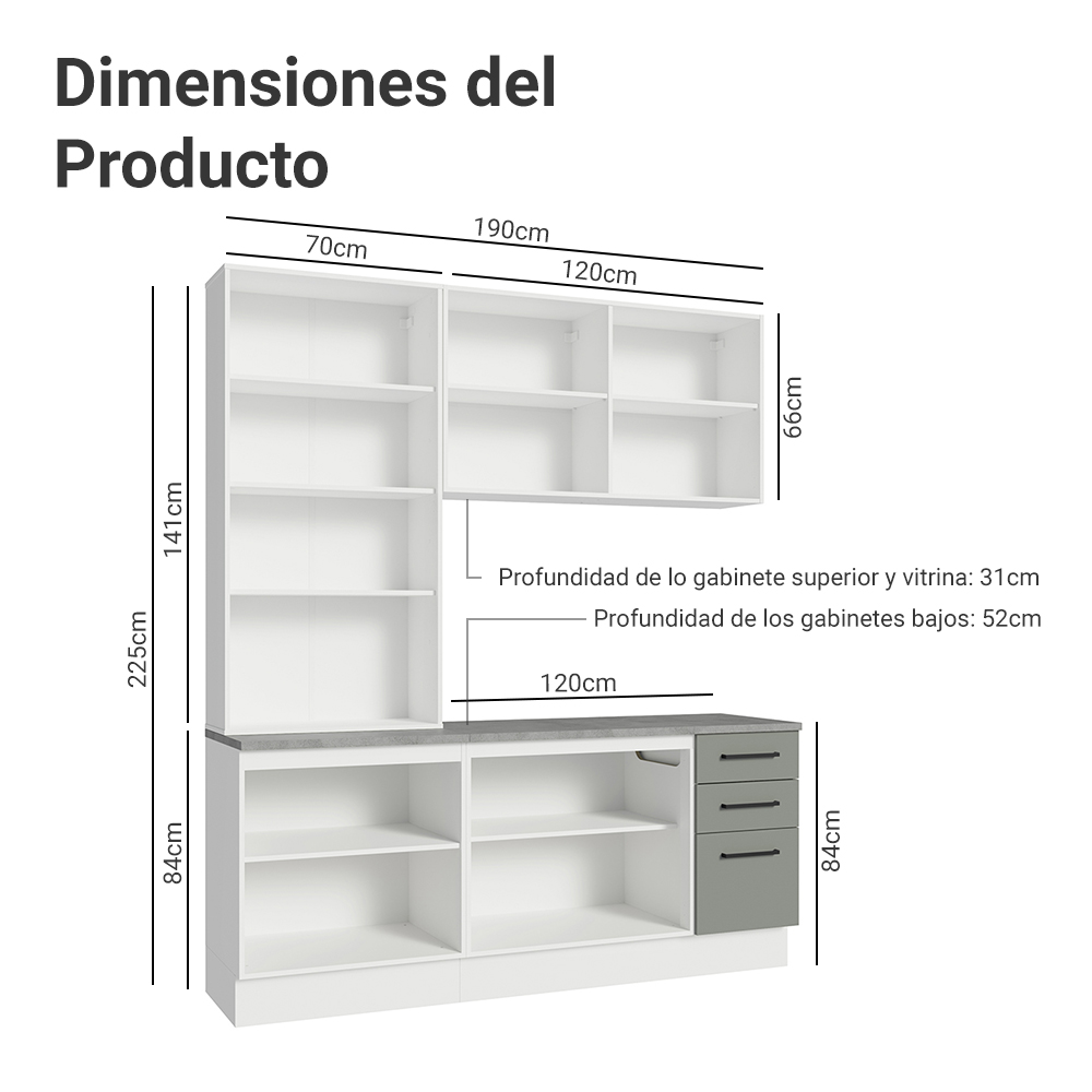 Combo completo de Cocina con Cristalero Madesa Agata BB 01