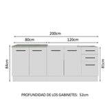 Kit 2 Bajo Mesada de Cocina Madesa Agata (Sin Tapa y Bacha de acero inoxidable)