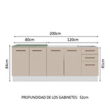Kit Con 2 Bajo Mesada de Cocina com 3 Cajones y 4 Puertas (Sin Tapa Ni Bacha de acero inoxidable) Blanco/Crema Agata Madesa