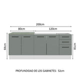 Kit 2 Bajo Mesada de Cocina 200cm Glamy Madesa BG