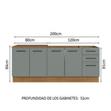 Kit Amario de Cocina 200cm Glamy Madesa MG