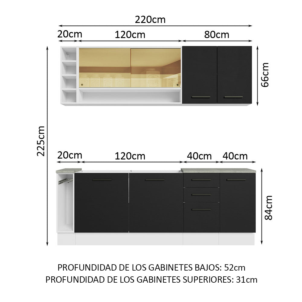 Combo completo de Cocina Madesa Agata 220cm BN 01