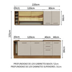 Kit Completo de Cocina 220 cm 7 Puertas 3 Cajones Sin Mesada Marrón/Crema Agata Madesa