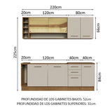 Combo completo de Cocina Agata Madesa 220cm MC