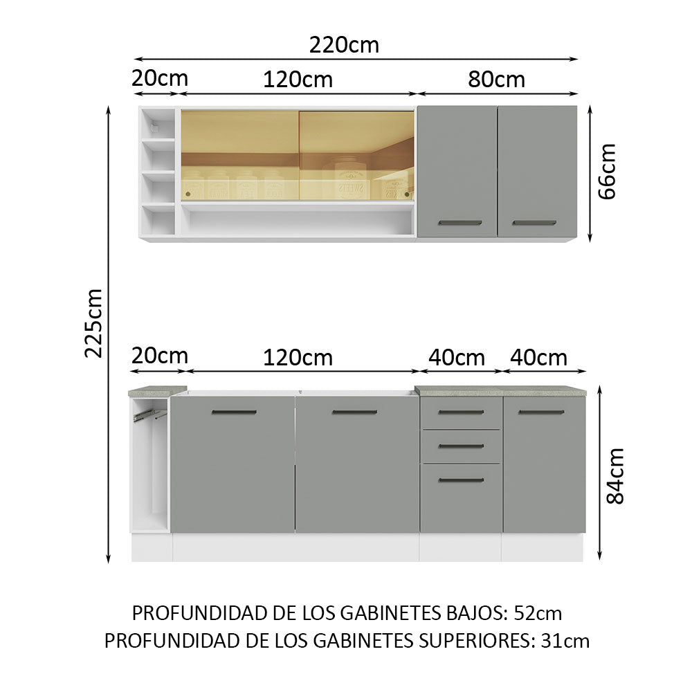 Combo completo de Cocina Madesa Thêmis 220cm BG
