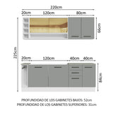 Combo completo de Cocina Madesa Thêmis 220cm BG