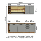 Combo completo de Cocina Madesa Agata 220cm MG 01