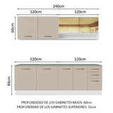Combo completo de Cocina 240cm Blanco/Crema 60cm de Profundidad Agata Madesa 01