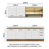 Combo completo de Cocina 240cm Marrón/Blanco 60cm de Profundidad Agata Madesa 01