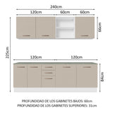 Combo completo de Cocina 240cm Blanco/Crema 60cm de Profundidad Agata Madesa 02