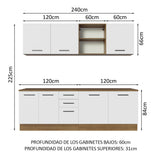 Combo completo de Cocina 240cm Marrón/Blanco 60cm de Profundidad Agata Madesa 02