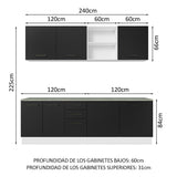 Combo Completo de Cocina 240 cm Blanco/Negro 60 cm de Profundidad Agata Madesa 02