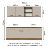 Combo completo de Cocina 240cm Marrón/Crema 60cm de Profundidad Agata Madesa 02