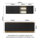 Combo Completo de Cocina 240 cm Marrón/Negro 60 cm de Profundidad Agata Madesa 02