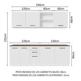Combo completo de Cocina 240cm Blanco/Marrón 60cm de Profundidad Agata Madesa 02