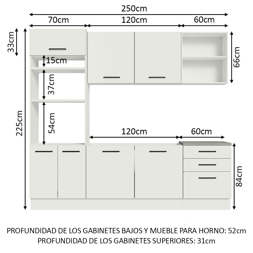 Combo completo de Cocina Agata Madesa 250cm 01