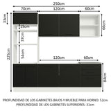 Combo completo de Cocina Madesa Agata 250cm BN 01