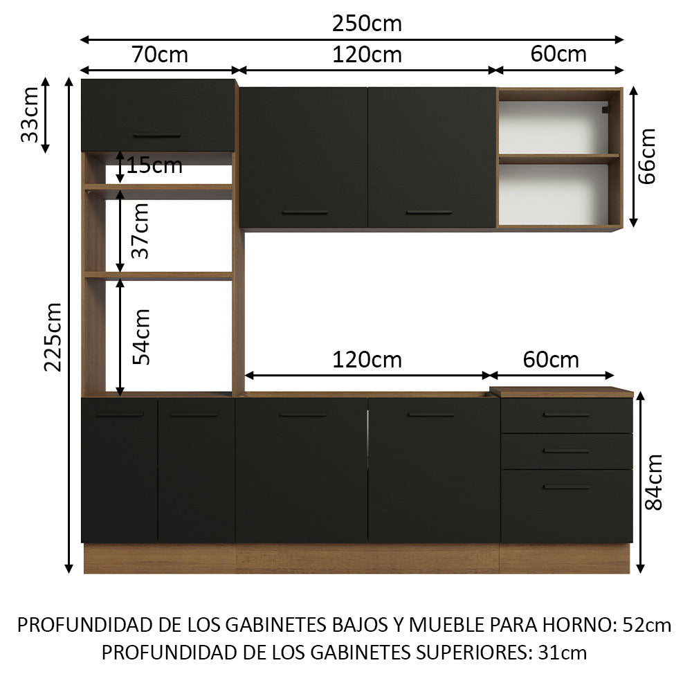 Combo completo de Cocina Madesa Agata 250cm MN 01