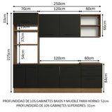 Combo completo de Cocina Madesa Agata 250cm MN 01