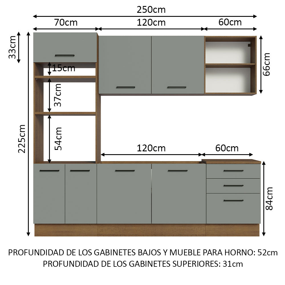 Combo completo de Cocina Madesa Agata 250cm MG 01