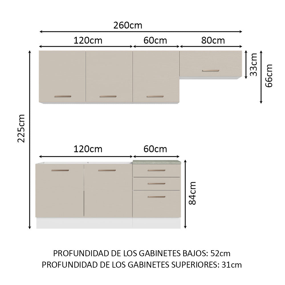 Combo completo de Cocina Madesa Agata 260cm BC 02