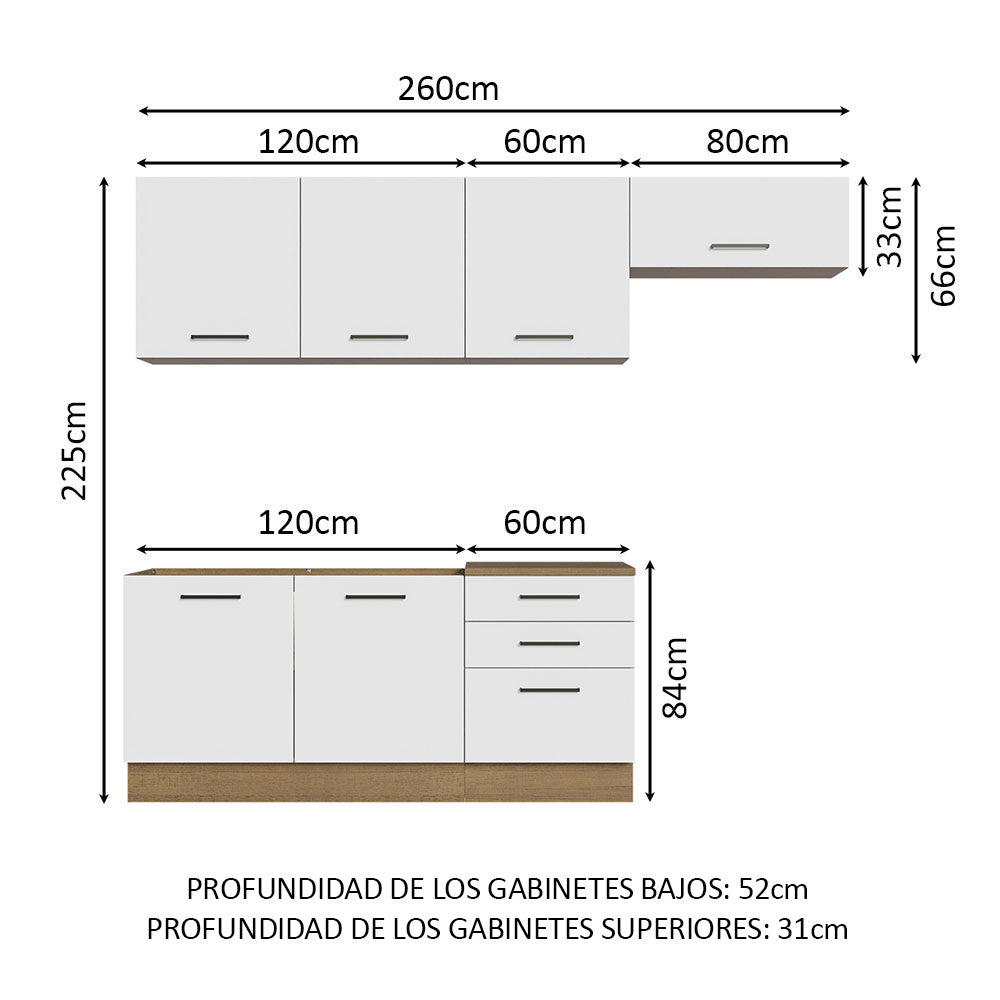 Combo completo de Cocina 260cm Marrón/Blanco Agata Madesa 02