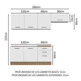 Combo completo de Cocina 260cm Marrón/Blanco Agata Madesa 02