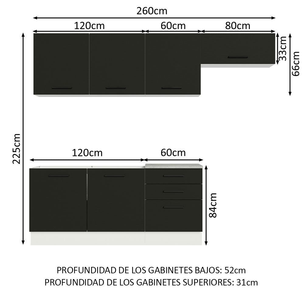 Combo completo de Cocina Madesa Agata 260cm BN 02