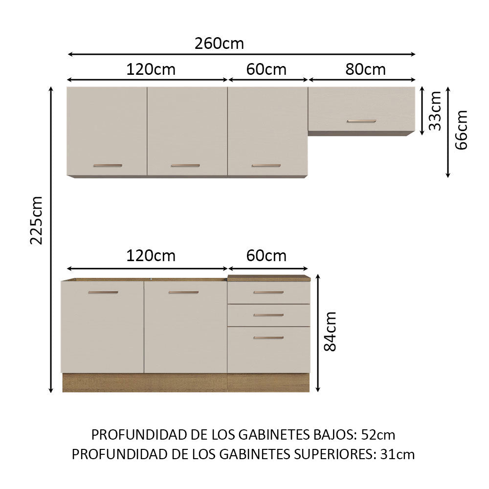 Combo completo de Cocina Madesa Agata 260cm MC 02